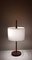 Lámpara de mesa alemana vintage de dos llamas con marco de teca y pantalla de tela blanca de Temde, años 60, Imagen 7