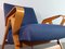 Vintage Chair with Ottoman in Beech and Blue Fabric by Franisek Jiràk for Tatra, Czech, 1960s, Set of 2 15