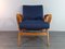 Vintage Chair with Ottoman in Beech and Blue Fabric by Franisek Jiràk for Tatra, Czech, 1960s, Set of 2 7