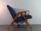 Vintage Chair with Ottoman in Beech and Blue Fabric by Franisek Jiràk for Tatra, Czech, 1960s, Set of 2 5