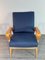 Vintage Chair with Ottoman in Beech and Blue Fabric by Franisek Jiràk for Tatra, Czech, 1960s, Set of 2 13