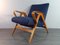 Vintage Chair with Ottoman in Beech and Blue Fabric by Franisek Jiràk for Tatra, Czech, 1960s, Set of 2 12