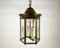 Vintage Art Nouveau Brass Ceiling Lantern with Glass Panels, 1980s 2