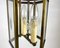 Vintage Art Nouveau Brass Ceiling Lantern with Glass Panels, 1980s 3