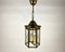 Vintage Art Nouveau Brass Ceiling Lantern with Glass Panels, 1980s, Image 1