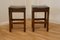 Arts and Crafts Golden Oak and Leather Stools, 1880, Set of 2 2