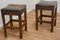 Arts and Crafts Golden Oak and Leather Stools, 1880, Set of 2 4