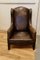 Art Deco French Wing Back Chair in Dark Brown Leather, 1920s, Image 7