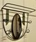 French Hat and Coat Rack with Oval Mirror in Iron and Toleware, 1960 3