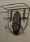 French Hat and Coat Rack with Oval Mirror in Iron and Toleware, 1960 4