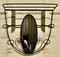 French Hat and Coat Rack with Oval Mirror in Iron and Toleware, 1960 2