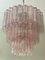 Großer Röhrenförmiger Kronleuchter aus rosa Muranoglas 1