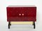 Red Goatskin Parchment Cabinet Bar in Brass, 1960s 10