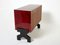 Mueble bar de piel de cabra roja de latón, años 60, Imagen 4