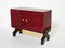 Mueble bar de piel de cabra roja de latón, años 60, Imagen 1