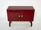 Mueble bar de piel de cabra roja de latón, años 60, Imagen 6