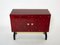 Red Goatskin Parchment Cabinet Bar in Brass, 1960s 6