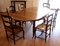 Vintage Dining Table and Walnut Chairs, Set of 7, Image 6