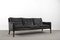 Modernes dänisches Mid-Century 3-Sitzer Sofa aus schwarzem Leder & Palisander von Kurt Østervig für Centrum Mobler, 1950er 1