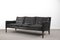 Mid-Century Modern Danish Three-Seat Sofa in Black Leather and Rosewood by Kurt Østervig for Centrum Mobler, 1950s 4