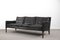 Mid-Century Modern Danish Three-Seat Sofa in Black Leather and Rosewood by Kurt Østervig for Centrum Mobler, 1950s, Image 4