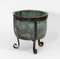 Antique English Copper Verdigris Planter on Wrought Iron Stand 1