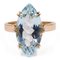 Vintage 18k Yellow Gold with Navette Cut Aquamarine Ring, 1970s 1