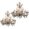 Murano Chandeliers in White & Gold, 1980s, Set of 2 1