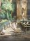 F. Clavero, Geese and a Stone Frog by a Cathedral Pond, 1970s, Large Watercolour 2