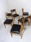 Vintage Dining Chairs in Beech & Black Leather, 1960s, Set of 6 4