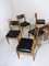 Vintage Dining Chairs in Beech & Black Leather, 1960s, Set of 6, Image 4