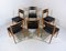 Vintage Dining Chairs in Beech & Black Leather, 1960s, Set of 6 1
