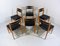 Vintage Dining Chairs in Beech & Black Leather, 1960s, Set of 6, Image 1