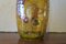 Gelbe Glasvase mit rissiger Farbe & Weintraubenmotiv, 1950er 3
