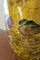 Jarrón de vidrio amarillo con pintura agrietada y motivo de uva, años 50, Imagen 2