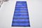 Anatolian Blue Striped Wool Kilim Runner Rug 1