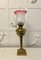 Antique Victorian Reeded Column Brass Oil Lamp, 1860s 1