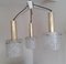 Vintage 3-Flame Ceiling Lamp with Brass Triangle Frame and Foam Glass Shades, 1960s 2
