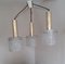 Vintage 3-Flame Ceiling Lamp with Brass Triangle Frame and Foam Glass Shades, 1960s 1
