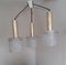 Vintage 3-Flame Ceiling Lamp with Brass Triangle Frame and Foam Glass Shades, 1960s, Image 1