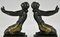 Art Deco Kneeling Nudes Bookends by Fayral for Max Le Verrier, 1930s, Set of 2 3