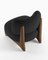 Modern Tobo Armchair in Fabric Boucle Black and Smoked Oak Wood by Collector Studio 4