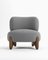Modern Tobo Armchair in Fabric Boucle Charcoal Grey and Smoked Oak Wood by Collector Studio 1