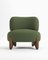 Modern Tobo Armchair in Fabric Boucle Green and Smoked Oak Wood by Collector Studio 1