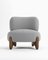 Modern Tobo Armchair in Fabric Boucle Light Grey and Smoked Oak Wood by Collector Studio 1