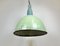 Lámpara colgante soviética industrial grande esmaltada en verde, años 60, Imagen 6