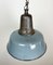 Lampe à Suspension d'Usine Industrielle en Émail Bleu avec Plateau en Fonte, 1960s 7