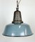 Lampe à Suspension d'Usine Industrielle en Émail Bleu avec Plateau en Fonte, 1960s 4