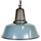 Lampe à Suspension d'Usine Industrielle en Émail Bleu avec Plateau en Fonte, 1960s 1