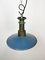 Lámpara colgante industrial de fábrica esmaltada en azul con superficie de aluminio fundido, años 60, Imagen 7